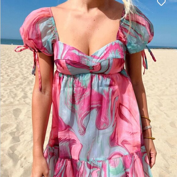 Amanda Uprichard Pink and Blue Mini Dress - Picture 4 of 7